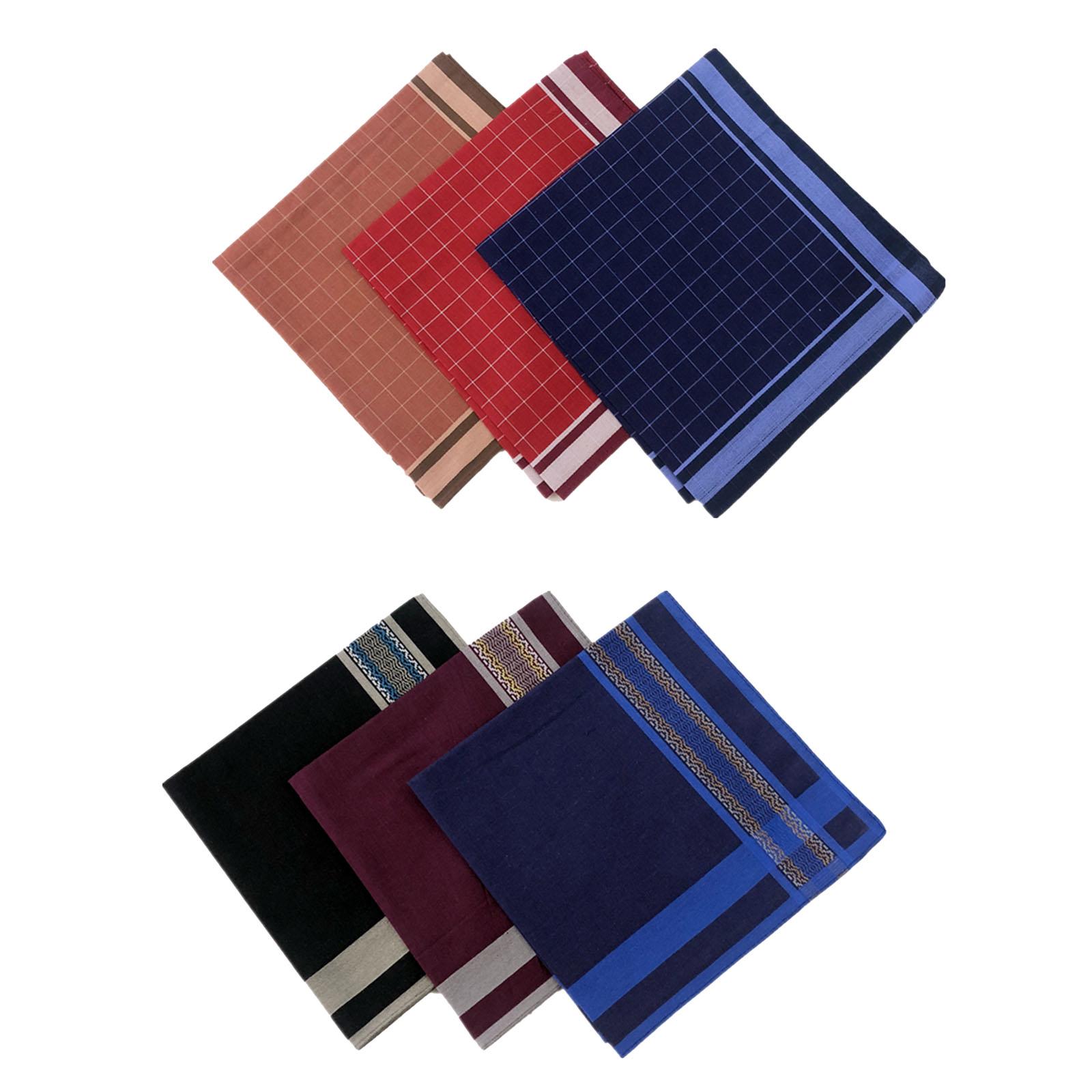 Handkerchief Cotton Men - ผ้าเช็ดหน้าลายสก็อตสีเข้ม 6 ชิ้น ผ้าเช็ดหน้าผู้ชายเนื้อนุ่ม ขนาด 40x40