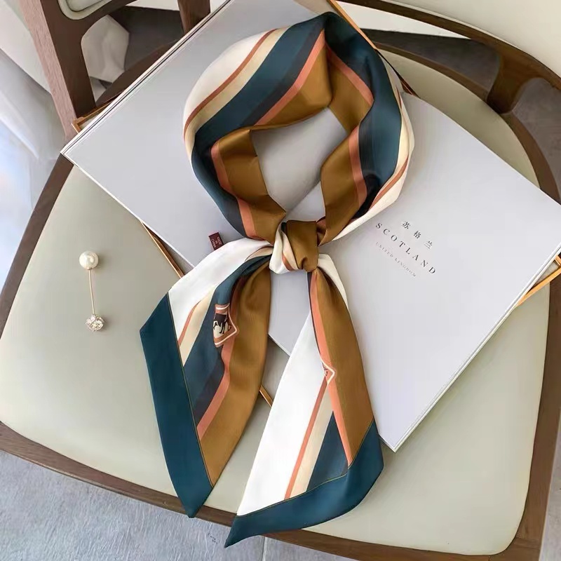 Silk Tie Striped - Luna & Dolphin ผู้หญิงกว้าง Skinny Syal