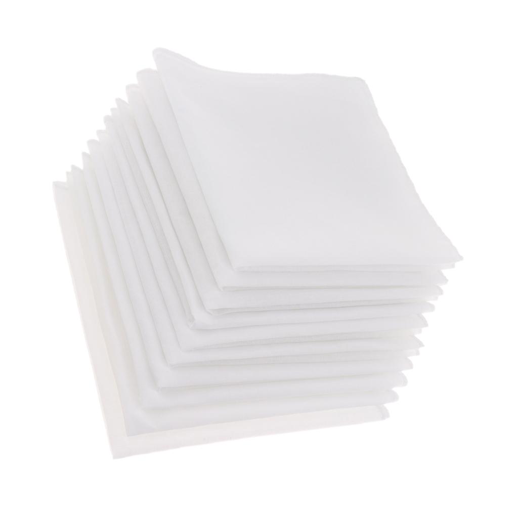 Handkerchief Cotton Men - ชุดผ้าเช็ดหน้าผ้าฝ้ายสำหรับผู้ชาย สีขาวบริสุทธิ์ เนื้อผ้าเรียบเนียน ผ้าเช็ดหน้าพับใส่กระเป๋าเสื้อ สำหรับงานแต่งงานหรือชุดสูททางการ