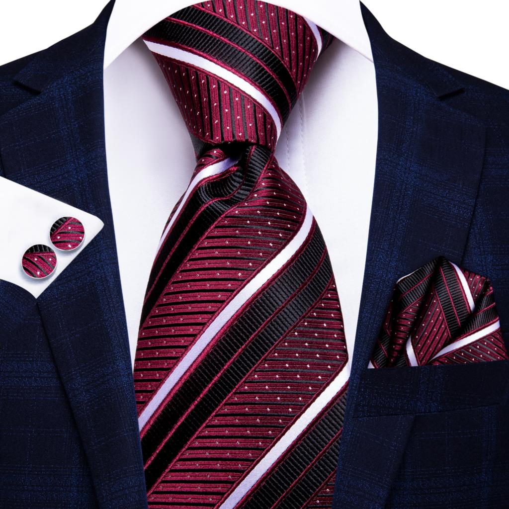 Hi-Tie Designer ลาย Burgundy ส - Silk Tie Striped บทวิจารณ์และราคา