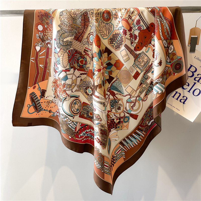 ผ้าพันคอไหมทวิลล์ลายดอกไม้สำหร - Scarf Silk Square บทวิจารณ์และราคา