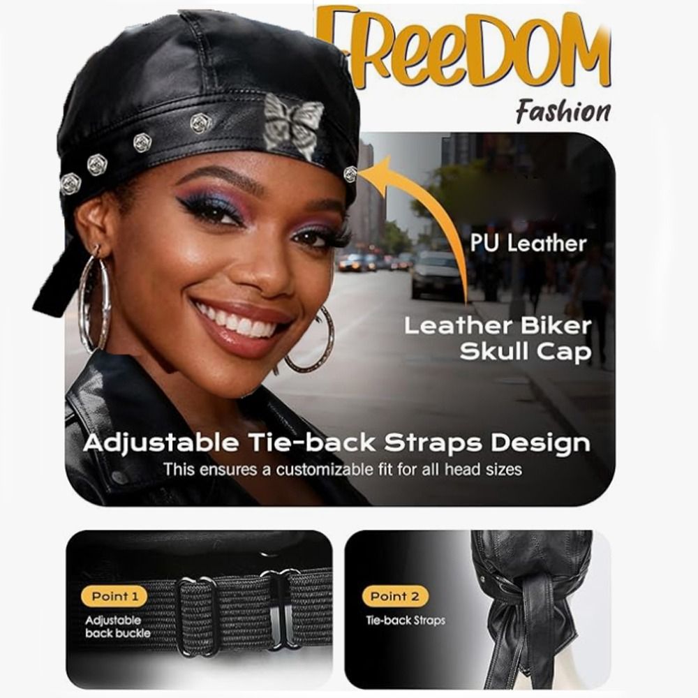 หมวกหนัง PU สีดำสไตล์ไบค์เกอร์ - Bandana Doo Rag บทวิจารณ์และราคา